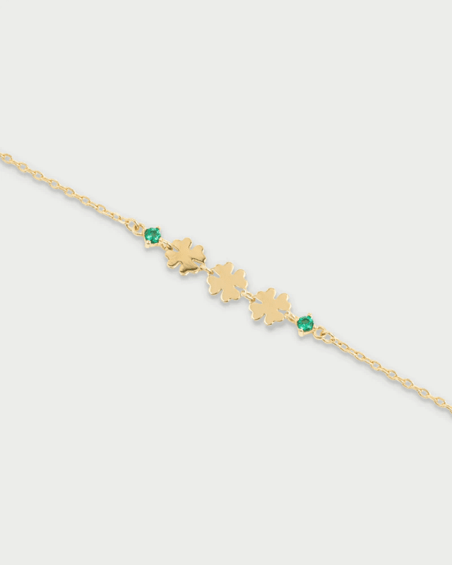 Bracciale 3 quadrifoglio e punto luce verde - brz-024 m2 quad au